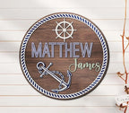 Custom Anchor Kid 3D Wood Nursery Name Sign, Personalized Nautical Ocean Wooden Sign for Baby Shower Boy Girl Birthday Gift for Kids, Door Hanger Kids Room Decor, Door Sign for Baby