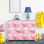 Sorbus Kids Dresser with 8 Drawers - Chest Organizer Unit with Steel Frame Wood Top & Handle, Fabric Bins for Clothes - Wide Furniture for Bedroom Hallway Kids Room Nursery & Closet