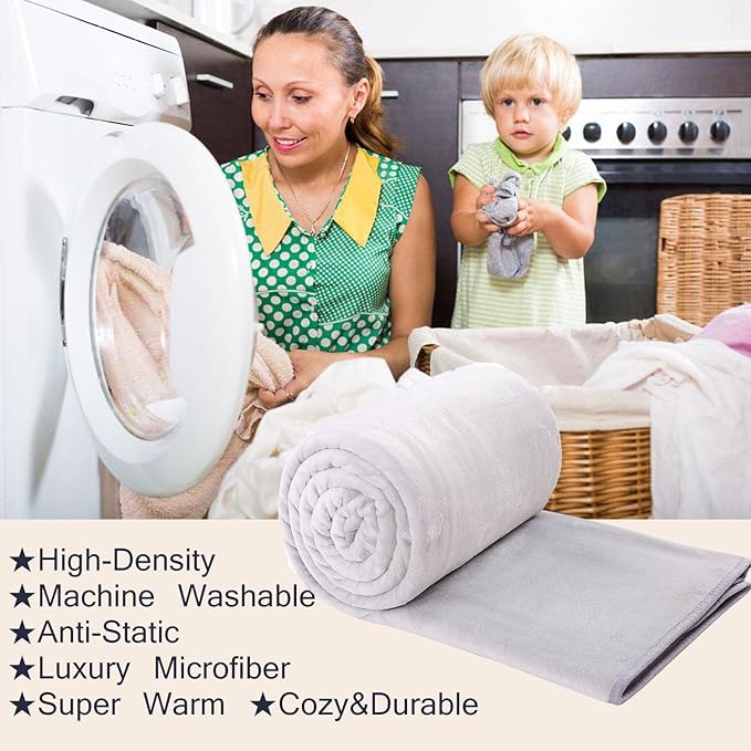 Soft King Size Blanket All Season Warm Fuzzy Microplush Lightweight Thermal Fleece Blankets for Couch Bed Sofa,90x108 Inches,Gray