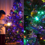 Blissun Christmas Lights, 50-Count Green Wire Light Set, Battery Operated Christmas Mini String Light with 8 Modes, 16 ft Fairy Lights for Christmas Tree Wreath Decorations (4 Pack, Multicolor)