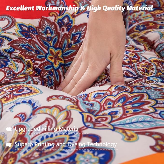 MAXYOYO Bohemian Retro Floor Mattress Vintage Floral Japanese Futon Mattress Roll Up Thicken Sleeping Bed Portable Camping Mattress Floor Lounger Couch Bed Pad, Twin Size