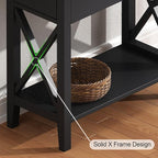 ChooChoo End Table Set of 2, Flip Top Narrow End Table with Drawer, Accent Small Side Table Nightstand for Living Room, Bedroom, and Small Spaces，Blcak