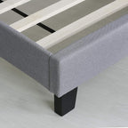 Furinno Laval Button Tufted Upholstered Platform Bed Frame, Twin XL, Glacier