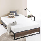 ZINUS GOOD DESIGN Award Winner Suzanne 14 Inch Bamboo and Metal Platforma Bed Frame, No Box Spring Needed, Wood Slat Support, Grey Wash, Queen