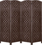 Rose Home Fashion Room Divider, 6 ft Tall Room Dividers and Folding Privacy Screens, 16in Privacy Screen 4 Panel Brown Space Temporary Wall Foldable Partition Separation