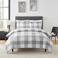 7 Piece Comforter Set Bag Solid Color All Season Soft Down Alternative Blanket & Luxurious Microfiber Bed Sheets, Queen, Checkered Box