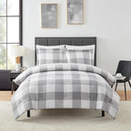 7 Piece Comforter Set Bag Solid Color All Season Soft Down Alternative Blanket & Luxurious Microfiber Bed Sheets, Queen, Checkered Box