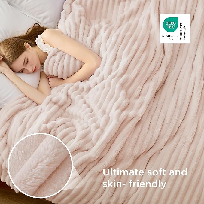 Bedsure GentleSoft King Size Blanket for Bed - Cozy Soft Blankets for Women, Cute Large Fleece Throws for Girls, Crystal Pink, 108x90 Inches
