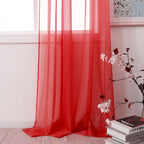 HUTO Christmas 2 Panels Red Sheer Window Curtains 52 by 72 Inches Long Rod Pocket Voile Curtains Sheer Panels Drapes for Bedroom Living Room