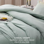 Bedsure Queen Comforter Set - Sage Green Comforter Queen Size, Soft Bedding for All Seasons, Cationic Dyed Bedding Set, 3 Pieces, 1 Comforter (90"x90") and 2 Pillow Shams (20"x26"+2")