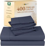California Design Den 6-Pc King Size Sheet Set with 4 Pillowcases - Soft 400 Thread Count 100% Cotton Sheets, Cooling Sateen Weave, Luxury Deep Pocket Bedsheets Set - Indigo Dusty Blue