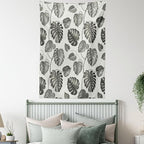 Ambesonne Grey Tapestry, Illustration of Tropical Monstera Leaves Classical with Soft Colors Nature, Wall Hanging for Bedroom Living Room Dorm, 60" X 80", Coconut Gray