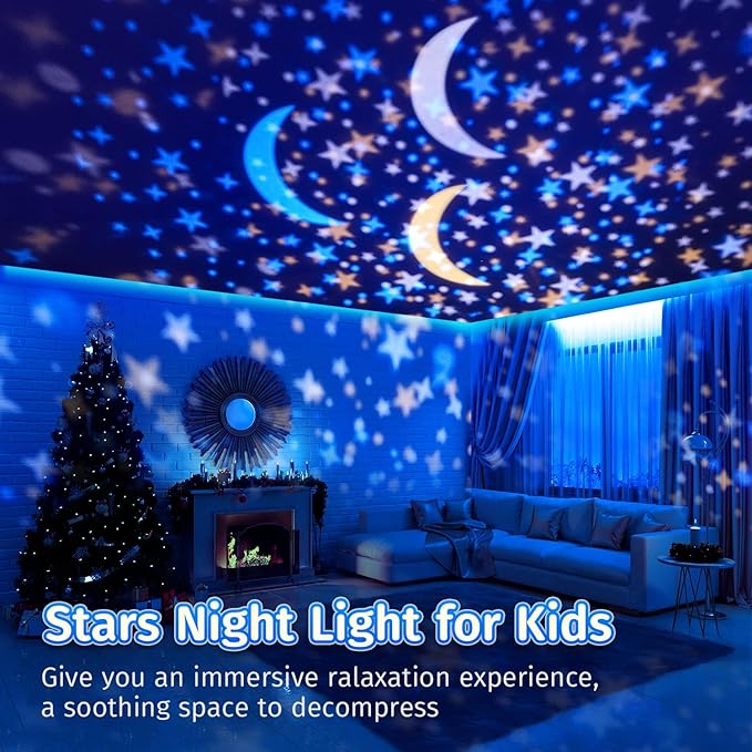 Night Light for Kids Projector, 105 Lighting+5 Films Kids Night Light Projector, Dimmable Baby Night Light Projector, 360° Slient Star Projector Lights for Bedroom, Space Gifts for Boys Room Decor