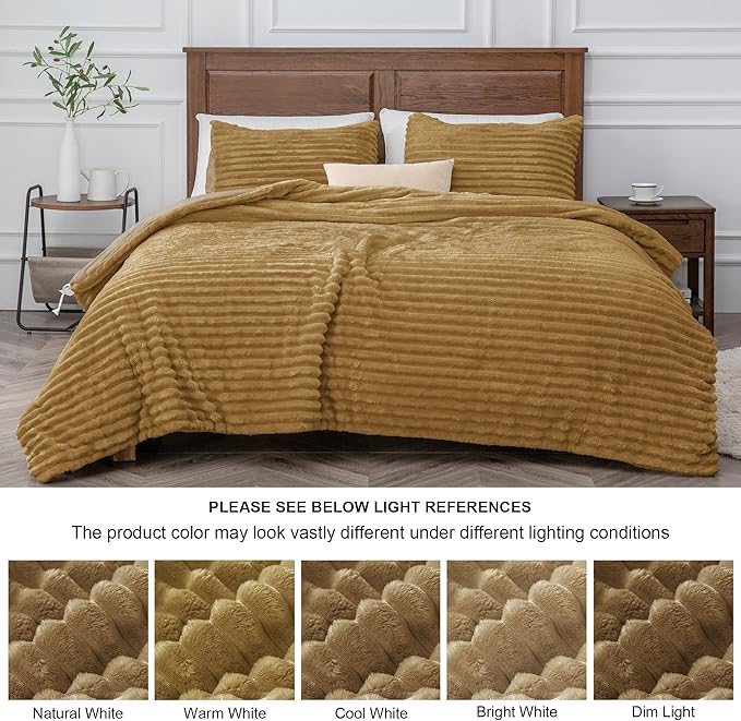 BEDELITE Fleece Twin Comforter Set -Super Soft & Warm Fluffy Brown Bedding, Luxury Fuzzy Heavy Bed Set for Winter with 1 Pillow case