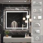 40x32 Inch Led Mirror for Bathroom with Front Light and Backlit, Dimmable Anti Fog Wall Bathroom Mirror with Led Lights, Water Proof, Decor Vanity Mirror