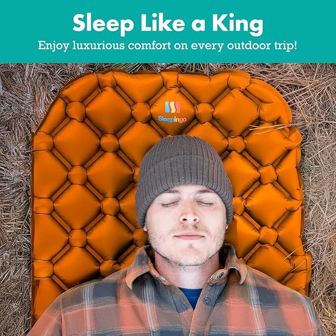 Ultralight Sleeping Mat - Inflatable & Compact Camping Air Mattress for Backpacking, Hiking- New