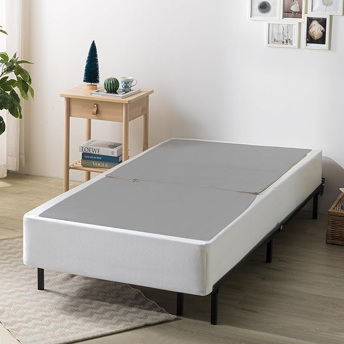 ZINUS No Assembly Metal Box Spring 9 Inch White Mattress Foundation, Sturdy Metal Structure, Twin