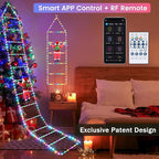 Toodour Christmas Decorations Lights, 10ft Smart RGB Christmas Decorative Lights with Santa Claus, Bluetooth & App Controlled Ladder Light - Music Sync Color Changing Xmas Light for Indoor Outdoor