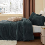 BEDELITE Fleece Queen Comforter Set -Super Soft & Warm Fluffy Dark Grey Bedding, Luxury Fuzzy Heavy Bed Set for Winter with 2 Pillow Cases
