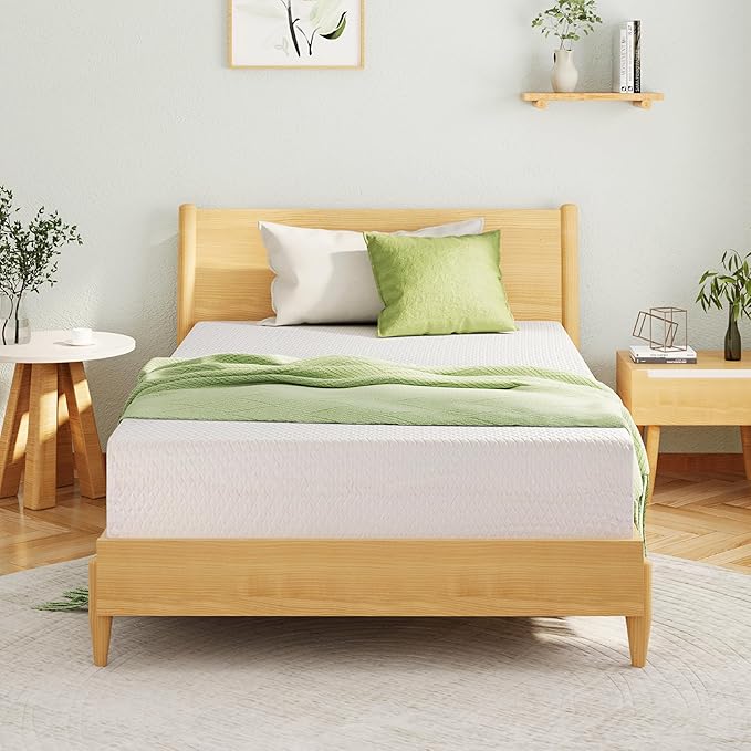 EGOHOME King Size Memory Foam Mattress, 8 Inch Bed Mattress in a Box with Cooling Green Tea Gel, Relieve Pressure with Medium Support, CertiPUR-US Certified, 80''L x 76''W, White