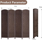 FDW Room Divider 6FT Wooden Screen Folding Privacy Screens Portable Wall Dividers for Home Office Bedroom, Dark Brown