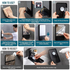 TAILI Shower Mirror Fogless Suction, Shaving Mirror with Razor Holder, Fog Free with Storage Tray, Rust-Proof, Shatterproof, Removable, Bathroom & Shower Accessories, Black