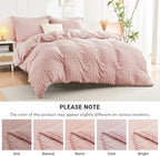 HYMOKEGE Rose Gold King Size Comforter Set Seersucker 7 Pieces, All Season Luxury Bed in a Bag for Bedroom, Bedding Set with Comforters, Sheets, Pillowcases & Shams