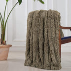 Tuddrom Decorative Extra Soft Faux Fur Throw Blanket 70"x78",Solid Reversible Fuzzy Lightweight Long Hair Shaggy Blanket,Fluffy Cozy Plush Fleece Comfy Microfiber Blanket for Couch Sofa Bed,Brown