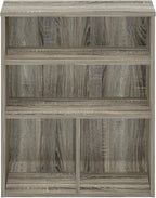 Furinno PASIR Book Shelf, 3-Tier Display Bookshelf, Bookcase, 11.8 x 23.6 x 28.2, for Living Room, Bedroom, Home Office, French Oak