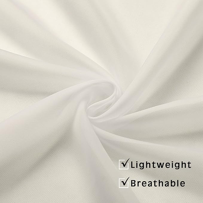 OWENIE Short Sheer Curtains 36 Inches 2 Panels Set - Kitchen Tiers Valances Curtains Light Filter Rod Pocket Voile Cafe Curtains for Kitchen Bathroom Small Half Window, 42 in W x 36 in L, Ivory