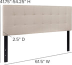 Flash Furniture Bedford Box Stitch Tufted Upholstered Queen Size Headboard in Beige Fabric