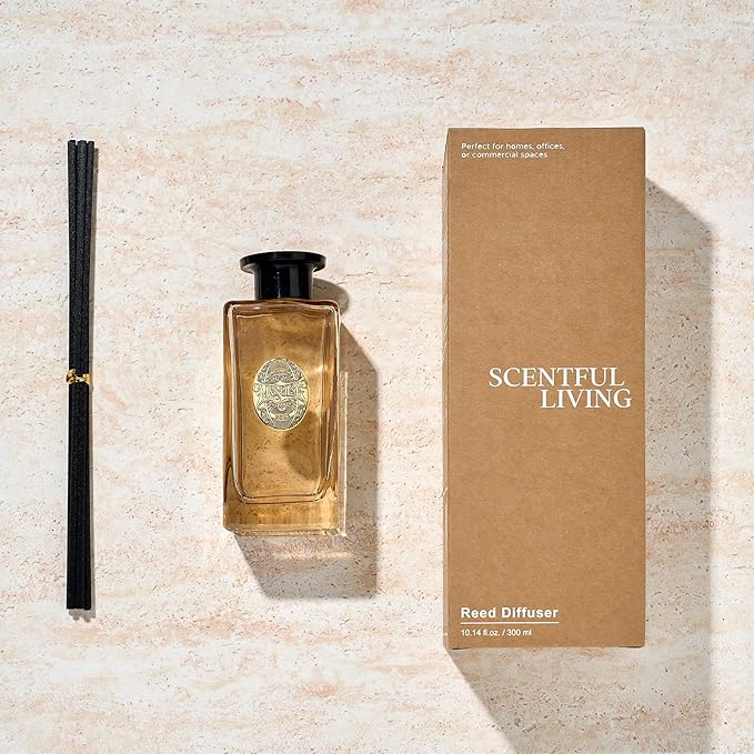 M&SENSE 10.14 oz Large Reed Diffuser Set | Linen Breeze Scent Oil Diffuser with Sticks | Hotel Collection Non-Toxic Essential Oil |for Bedroom Bathroom Living Room