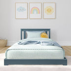 Max & Lily Classic Twin Floor Bed, 79.75 Inches, Solid Wood Low Bed Frame for Kids, Modern Floor Bed for Bedroom, Blue