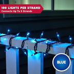 Joiedomi Blue Christmas String Lights,200(2x100) 44.6FT Christmas Fairy Tree Lights Plug in for Indoor Outdoor Xmas Decorations Patio Holiday Theme Party Yard House,Green Wire