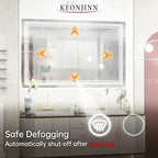 Keonjinn 48 x 30 Bathroom LED Mirror, Front Lighted Bathroom Vanity Mirror, Shatter-Proof Tempered Glass, UL-Listed LED Driver, Fog Free, Dimmale 6000K, Easy to Install(Horizontal/Vertical)