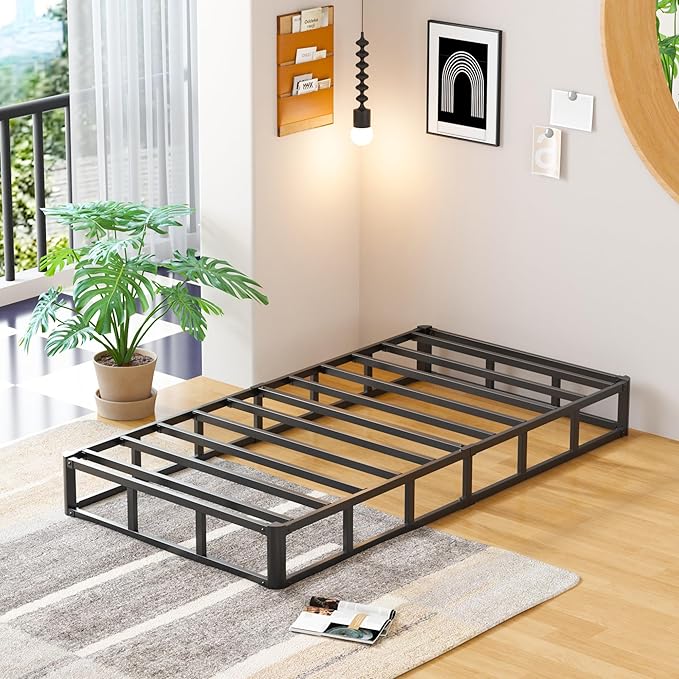 EMODA 8 Inch Twin Box Spring Heavy Duty Metal Mattress Foundation Bed Base with Fabric Cover, Easy Assembly