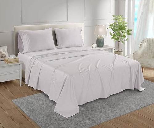 800 Thread Count Egyptian Cotton Sheets Queen Sheet Set Deep Pocket,100% Cotton Bed Sheets Queen Size Set, No Pill Soft & Comfy Naturally Cool Breathable Elasticated Sheet & Pillowcase Sets-Lavender