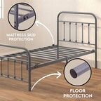 Golden Gate Beds Vintage Wrought Iron Bed Frame with Classic Metal Platform Base, Headboard and Footboard, No Box Spring Needed, Easy Assembly, Mattress Foundation, Sleek Silver Finish - Twin Size