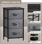 Sorbus Nightstand with 3 Drawers - Bedside Furniture & Night Stand End Table Dresser with Steel Frame, Wood Top, Easy Pull Fabric Bins for Home, Bedroom Accessories, Office & Dorm