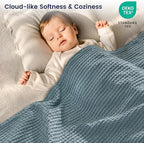 PHF 100% Cotton Waffle Weave Throw Blanket，Pre-Washed Snag Proof Lightweight Breathable Moisture-Wicking for Layering in Cold Weather for Couch Bed,Machine Washable,Home Decor Gift-Ocean
