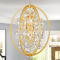 WUZUPS Globe Crystal Chandelier Raindrop Pendant Flushmount Ceiling Light Modern Lighting Fixture for Bedroom Hallway Bar Kitchen Bathroom, H 23.6" x W 19.7", Gold, 8 E12 Base