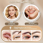 Makeup Mirror with Lights, Double Sided 1x/20x Magnifying Mirror with Light, Rechargeable 3 Color Lights and Adjustable Brightness, 360° Rotation Detachable Comes with Tweezer(White)