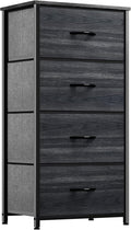 YITAHOME Dresser with 4 Drawers - Fabric Storage Tower, Organizer Unit for Hallway, Closets - Sturdy Steel Frame, Wooden Top & Easy Pull Fabric Bins, Black Wood Grain