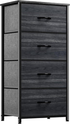 YITAHOME Dresser with 4 Drawers - Fabric Storage Tower, Organizer Unit for Hallway, Closets - Sturdy Steel Frame, Wooden Top & Easy Pull Fabric Bins, Black Wood Grain