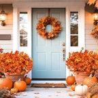 Ouddy Decor 15 Bundles Fake Mums Artificial Fall Flowers for Decorations, Fall Faux Pansy Flowers UV Resistant Fake Plants for Garden Porch Patio Farmhouse Autumn Harvest Thanksgiving Decor, Orange