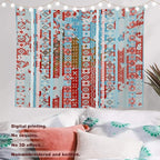 Batmerry Blue Grey Boho Garbage Tapestry, Red Wall Art Hanging Decoration Polyester Fiber White Ruffled Around for Dorm Room Bedroom Living Room, 39.1x59.1 inches
