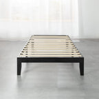 Mellow Naturalista Classic 12 Inch Solid Wood Platform Bed with Wooden Slats, Twin XL, Black