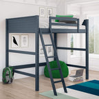 DHP Denver Full Size Loft Bed, Blue - Kids Loft Bed with Desk, Play Area, and Guardrails