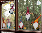 6 x 12 Christmas Elf Window Clings. Colorful Nordic Christmas Gnome Window Decal Decoration. Reusable, No Adhesive, Window, Door & Glass Scandinavian Holiday Décor. Made in America. (Large, Set of 6)