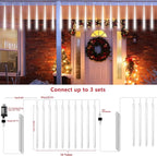 Joomer 2Pack Christmas Lights Outdoor, 11.8 inch 10 Tubes 240 LED Meteor Shower Lights, LED Falling Icicle Cascading Light with Timer Waterproof and Connectable for Christmas Decoration (White)